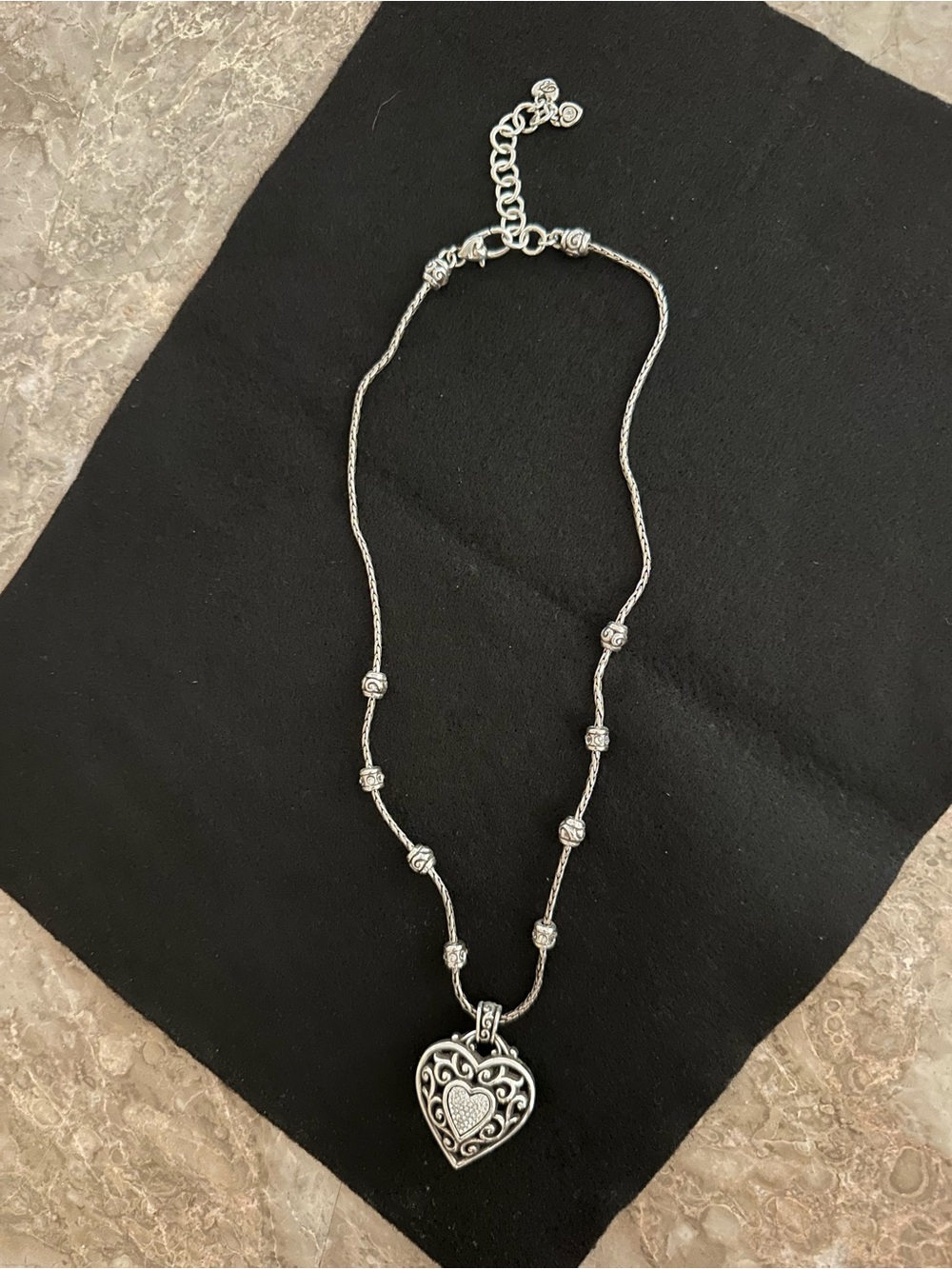 Brighton Silver Filigree Heart Pendant Necklace